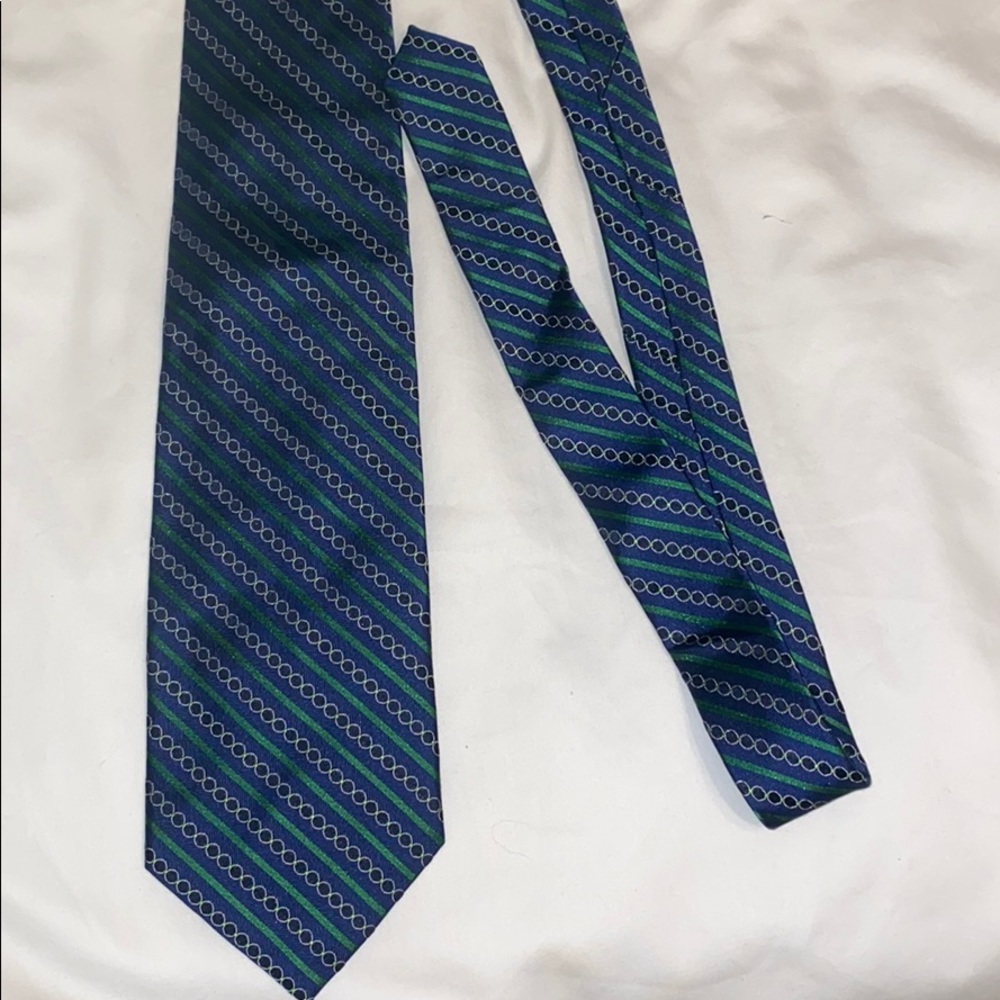 3/$15 Silk Navy/Green Striped Tie